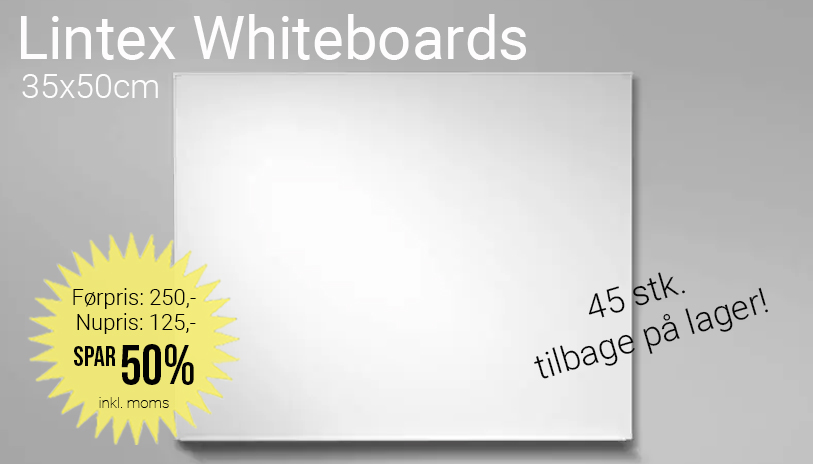 Lintex whiteboard, 35x50cm, uge 33